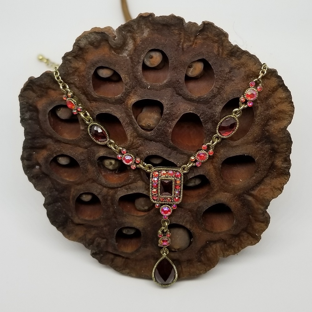 Vintage Art Deco Simulated Garnet Necklace by AVON